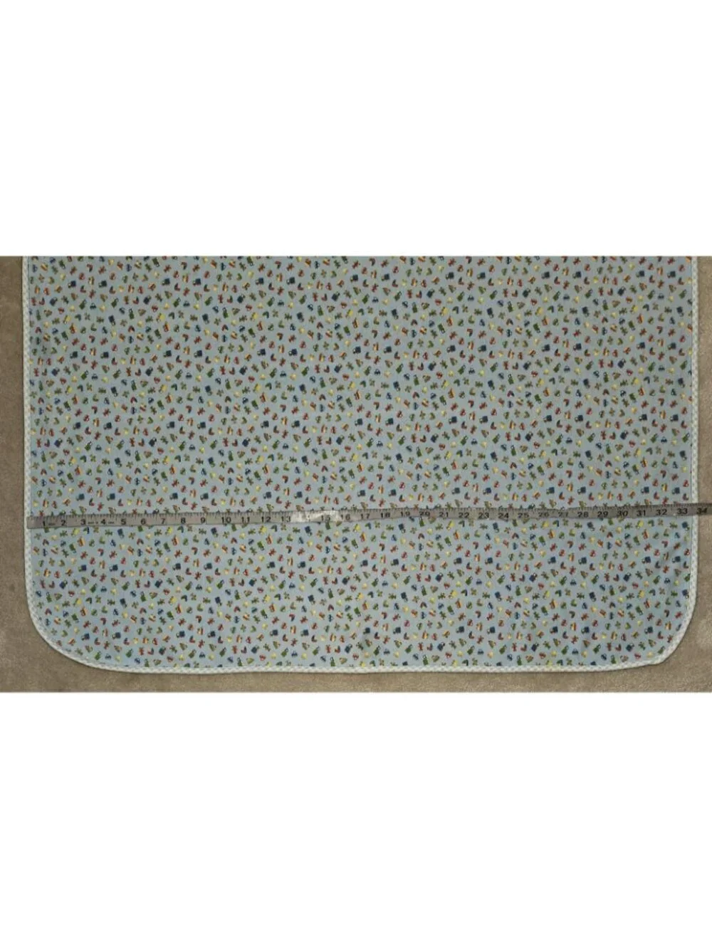 VTG Blue Cotton Baby Blanket Gingham Vehicle Car Truck Airplane Red Yellow Green